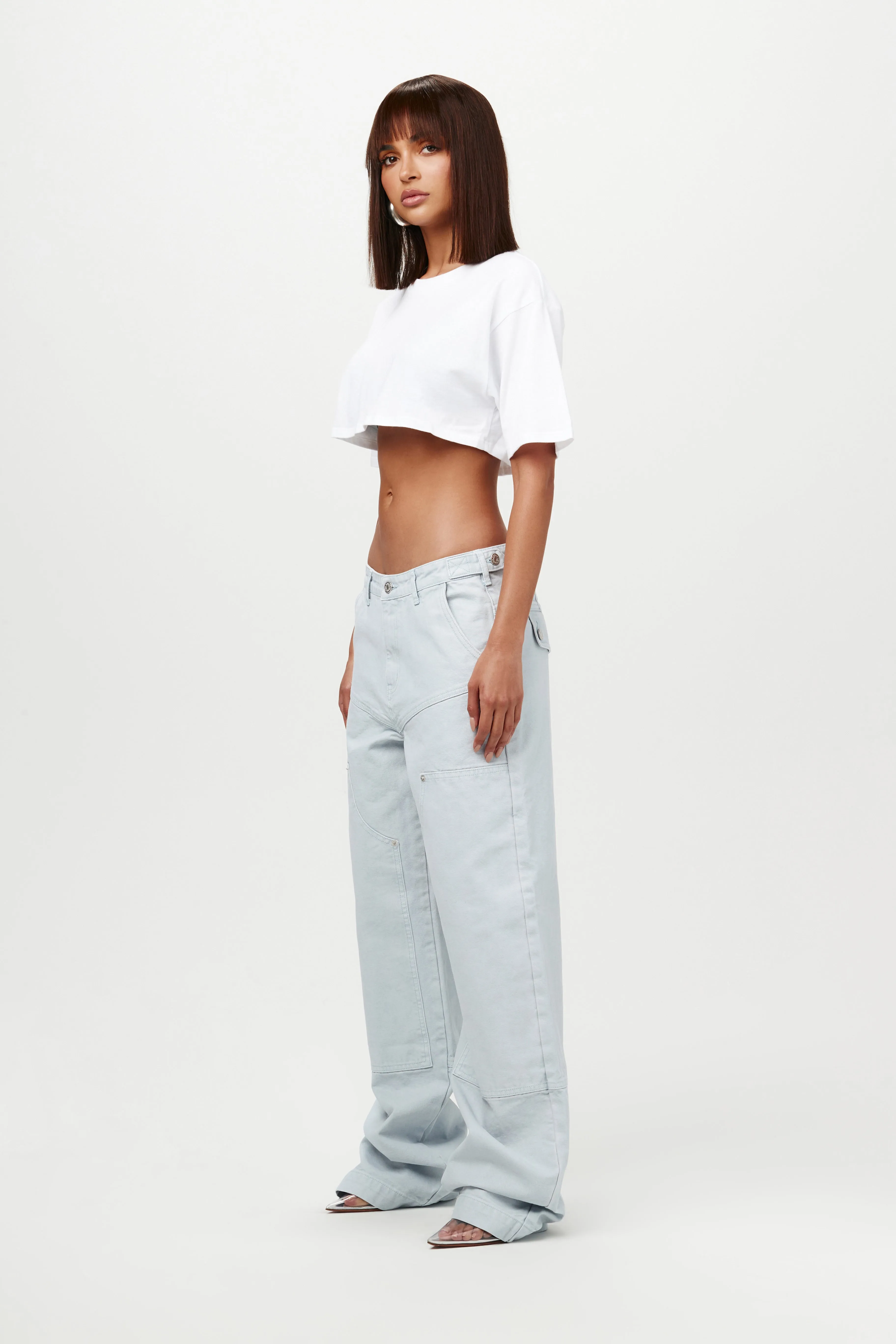 Patch Wide-Leg Denim Pants