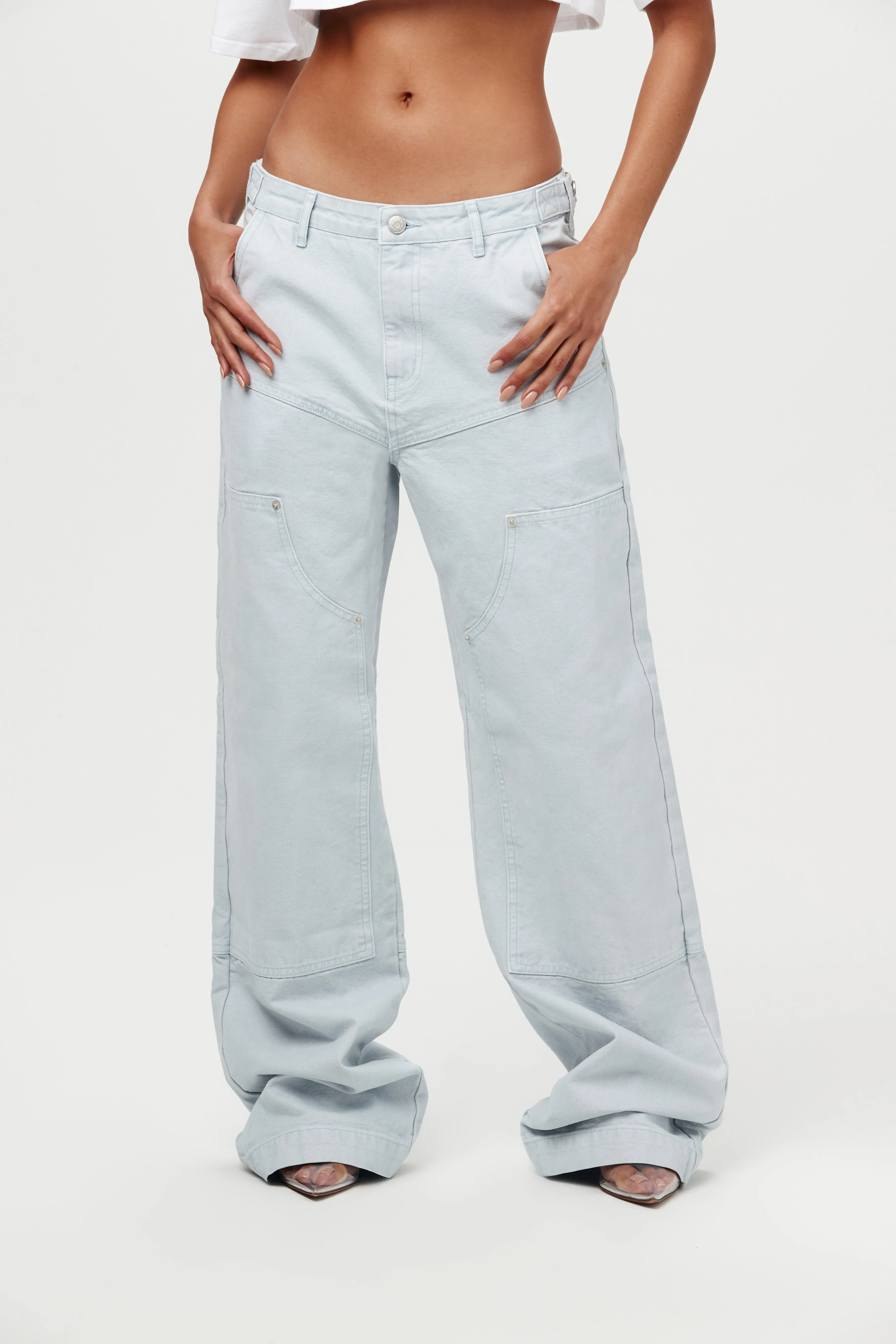 Patch Wide-Leg Denim Pants