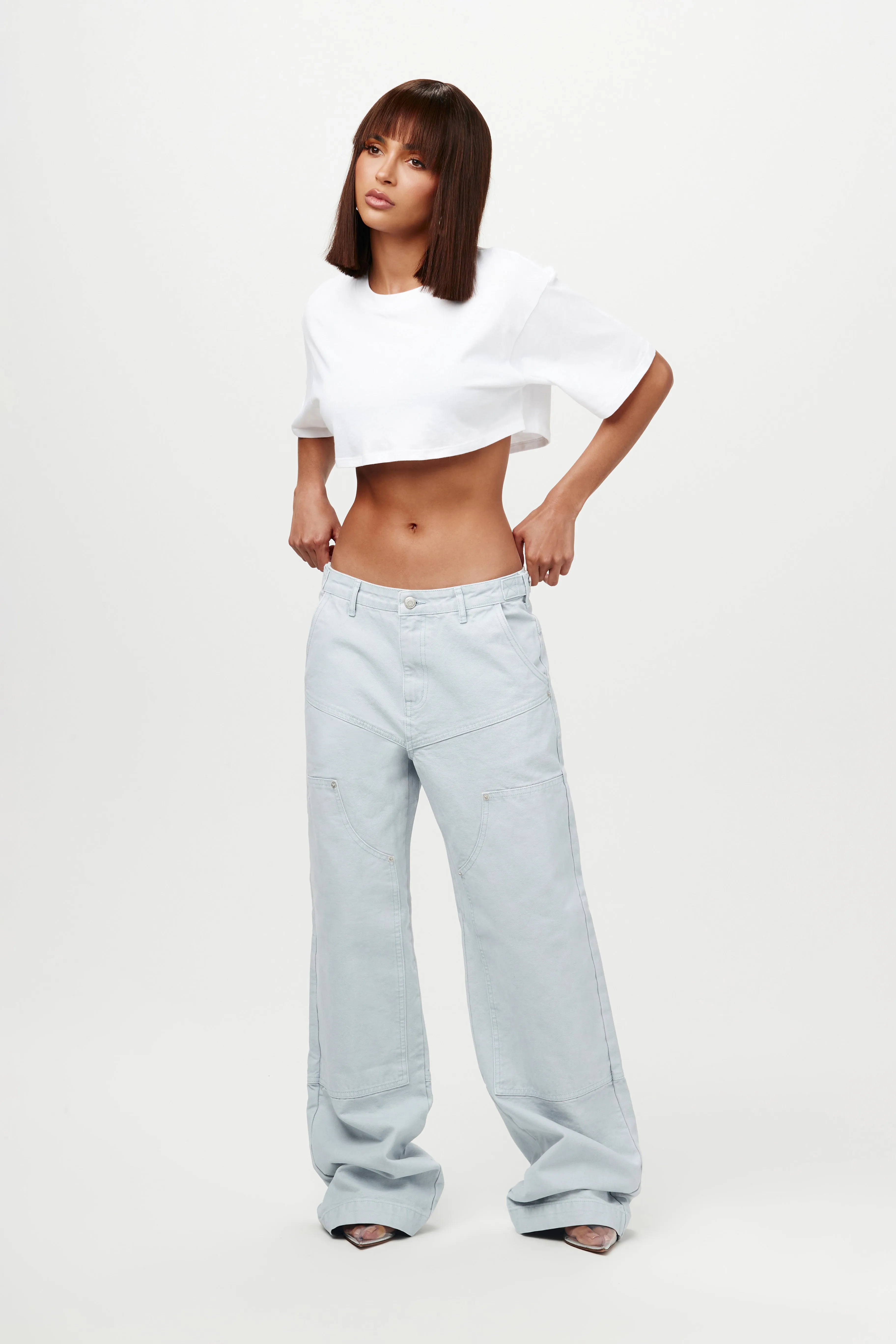 Patch Wide-Leg Denim Pants