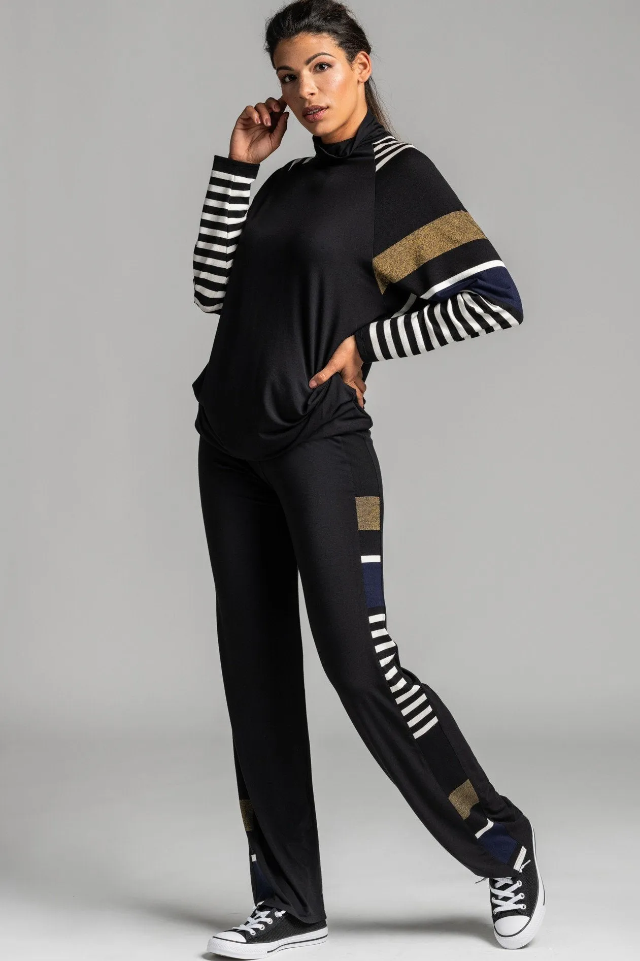 Paula Ryan Relaxed Side Stripe Lounge Pant - Cashmere Modal