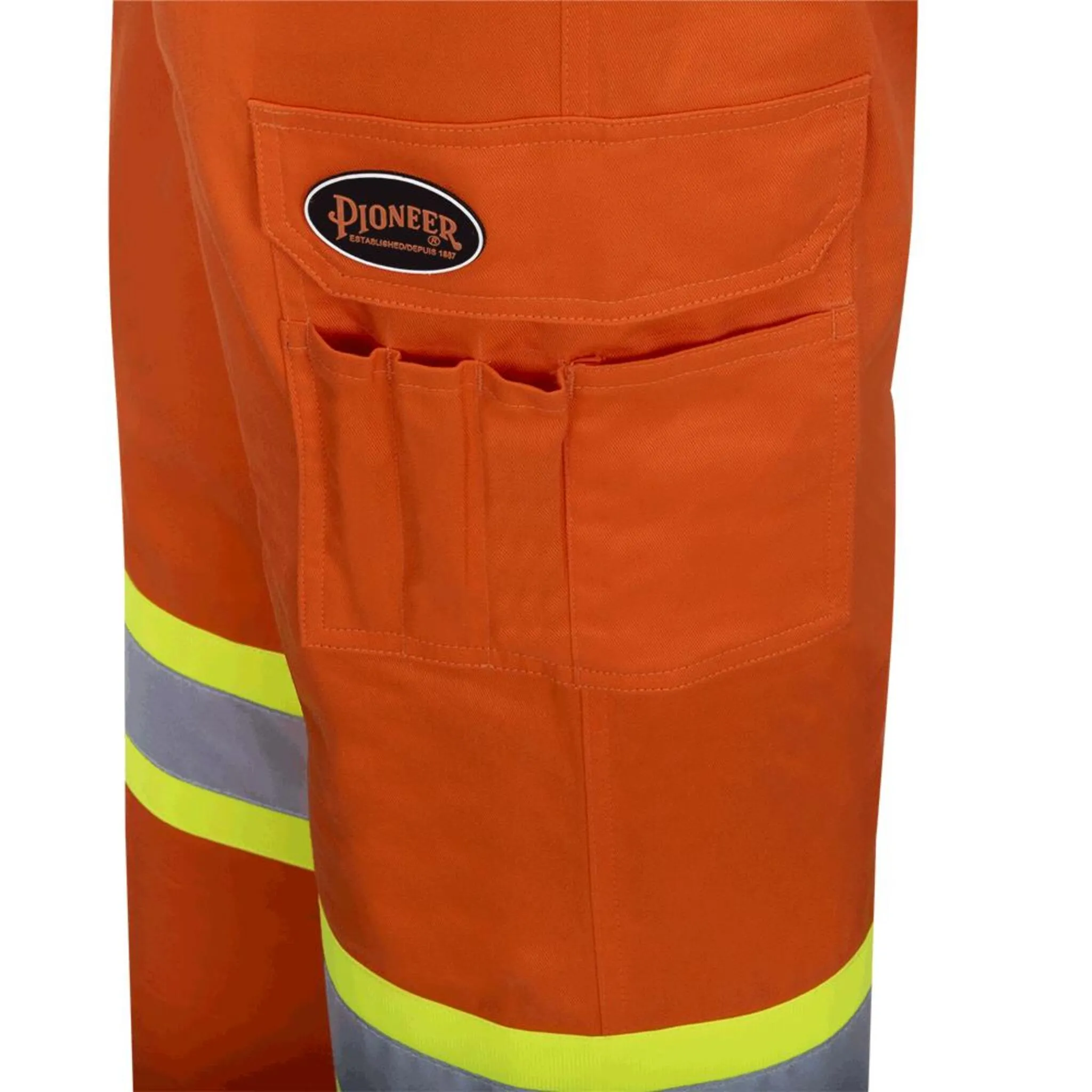 Pioneer Men's Cotton Twill Safety Cargo Pants - Hi-Vis, Durable Workwear, Multiple Pockets for Essentials, Comfortable & Breathable | Sizes 30-50