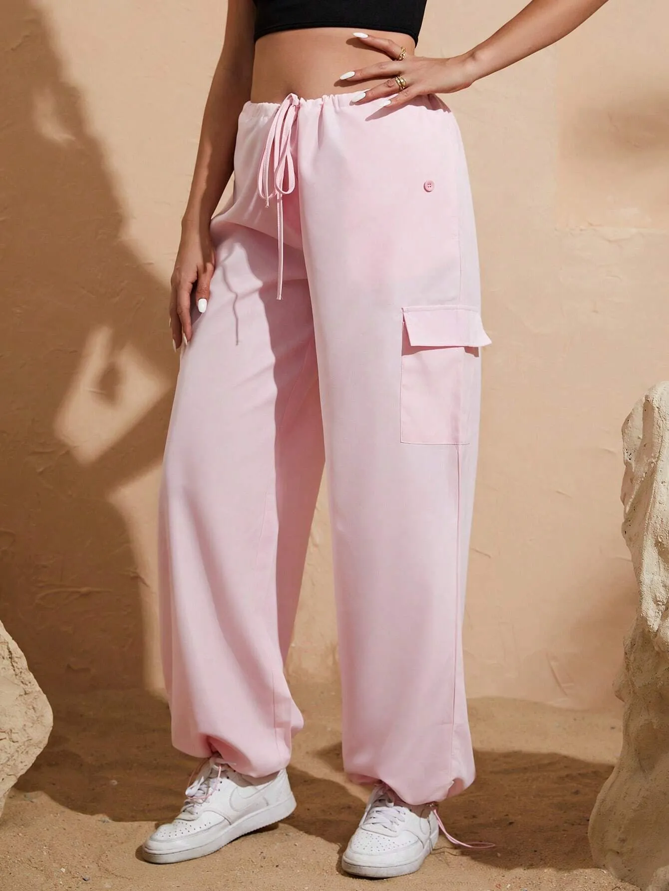 Plain Drop Waist Cargo Pant