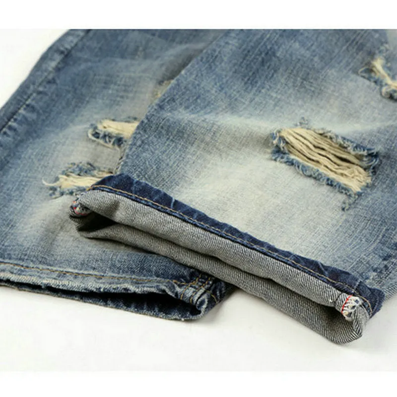 Ripped Destroyed Skate Style Men Bermuda Short Jeans