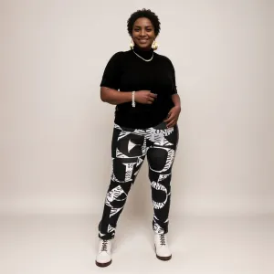 ROCKTHOSECURVES BLACK WHITE LOVE PRINT HIGH RISE STRETCHY LEGGINGS