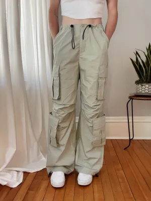 Sage Parachute Drawstring Cargo Pants