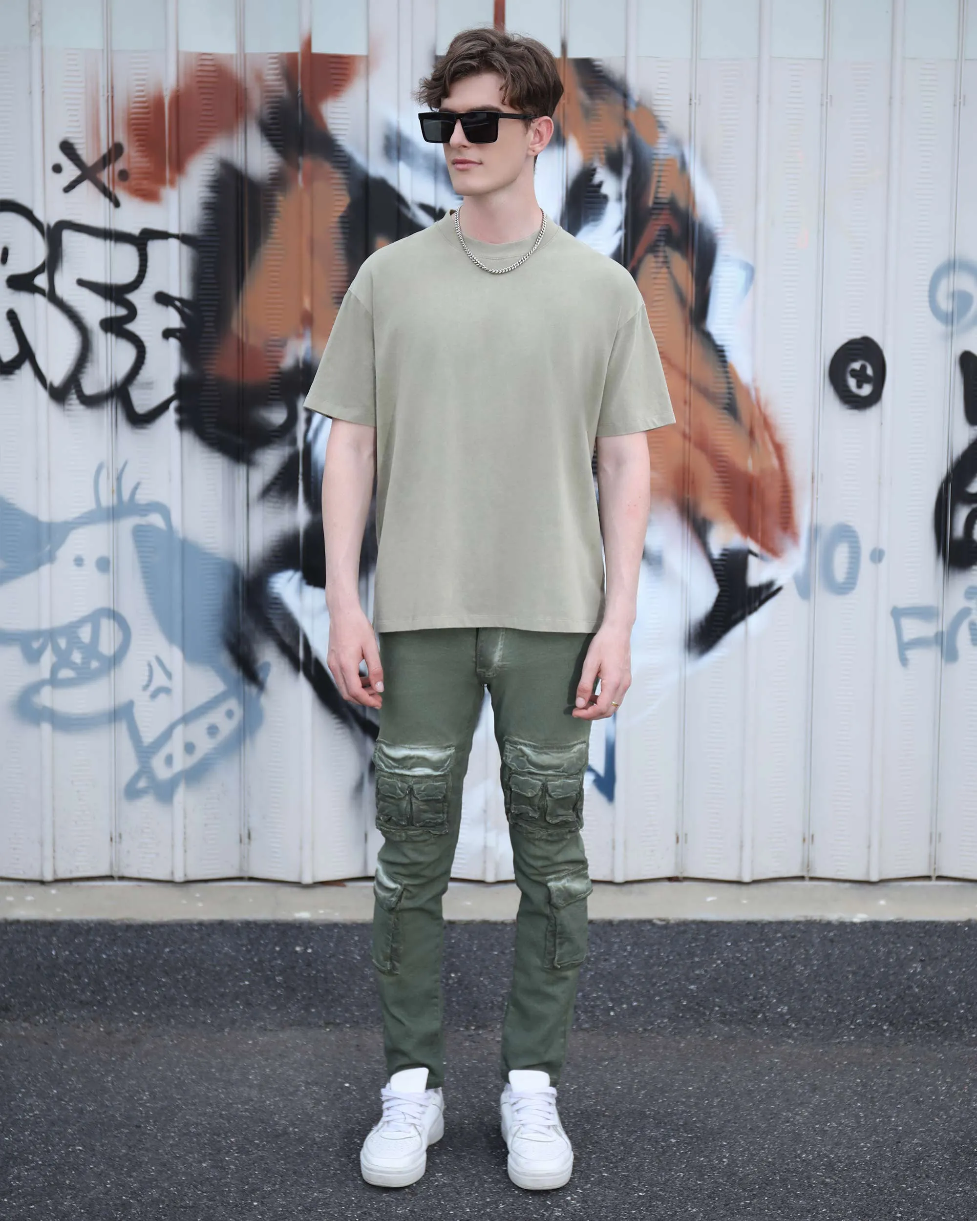 Slim-fit Cargo Jeans with Functional Multiple Pockets