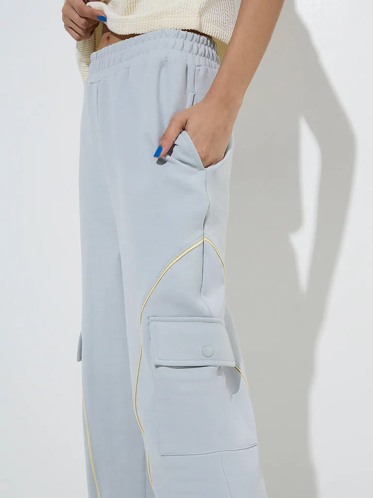 Studiofit Grey Cargo-Style High-Rise Track Pants