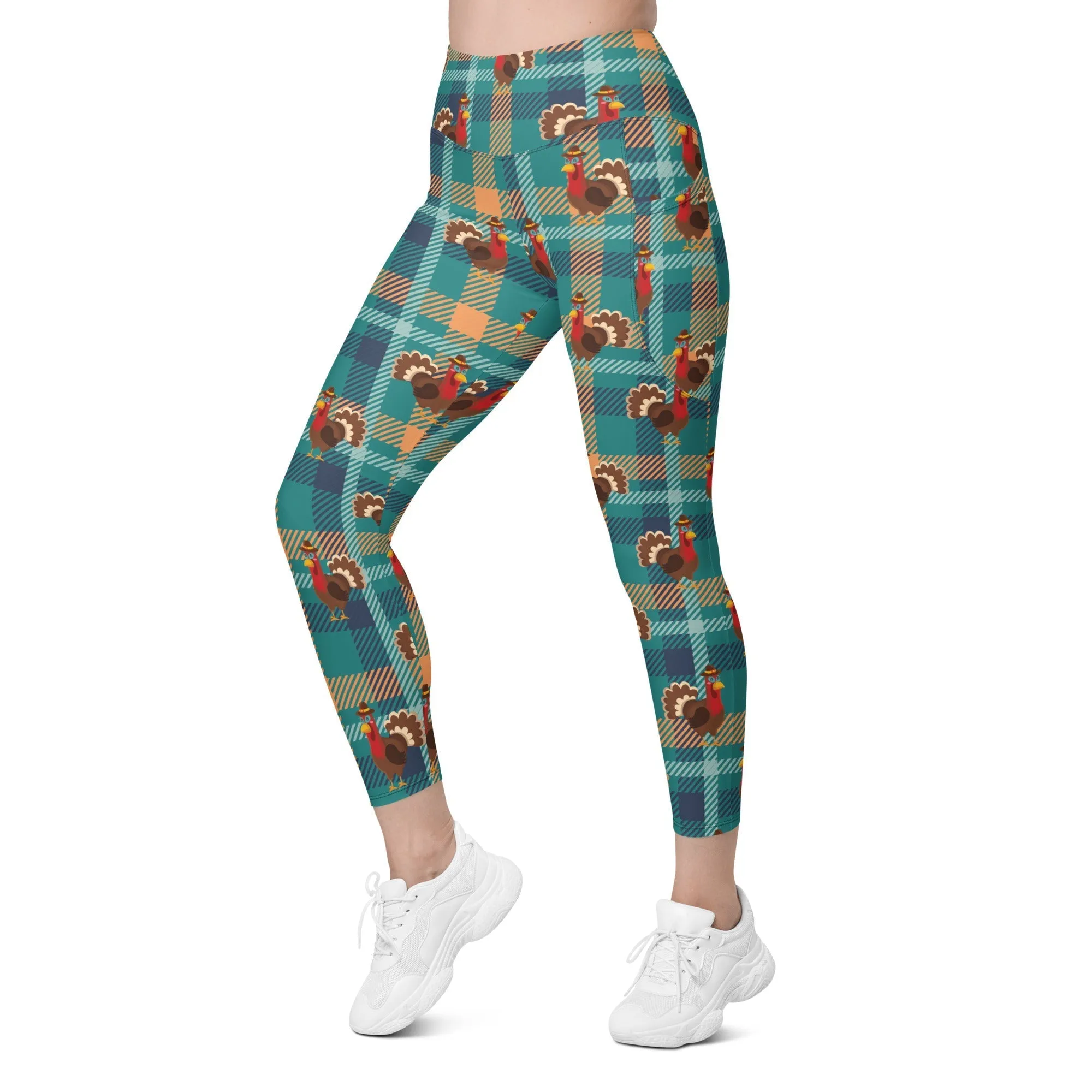Thanksgiving Plaid Leggings With Pockets
