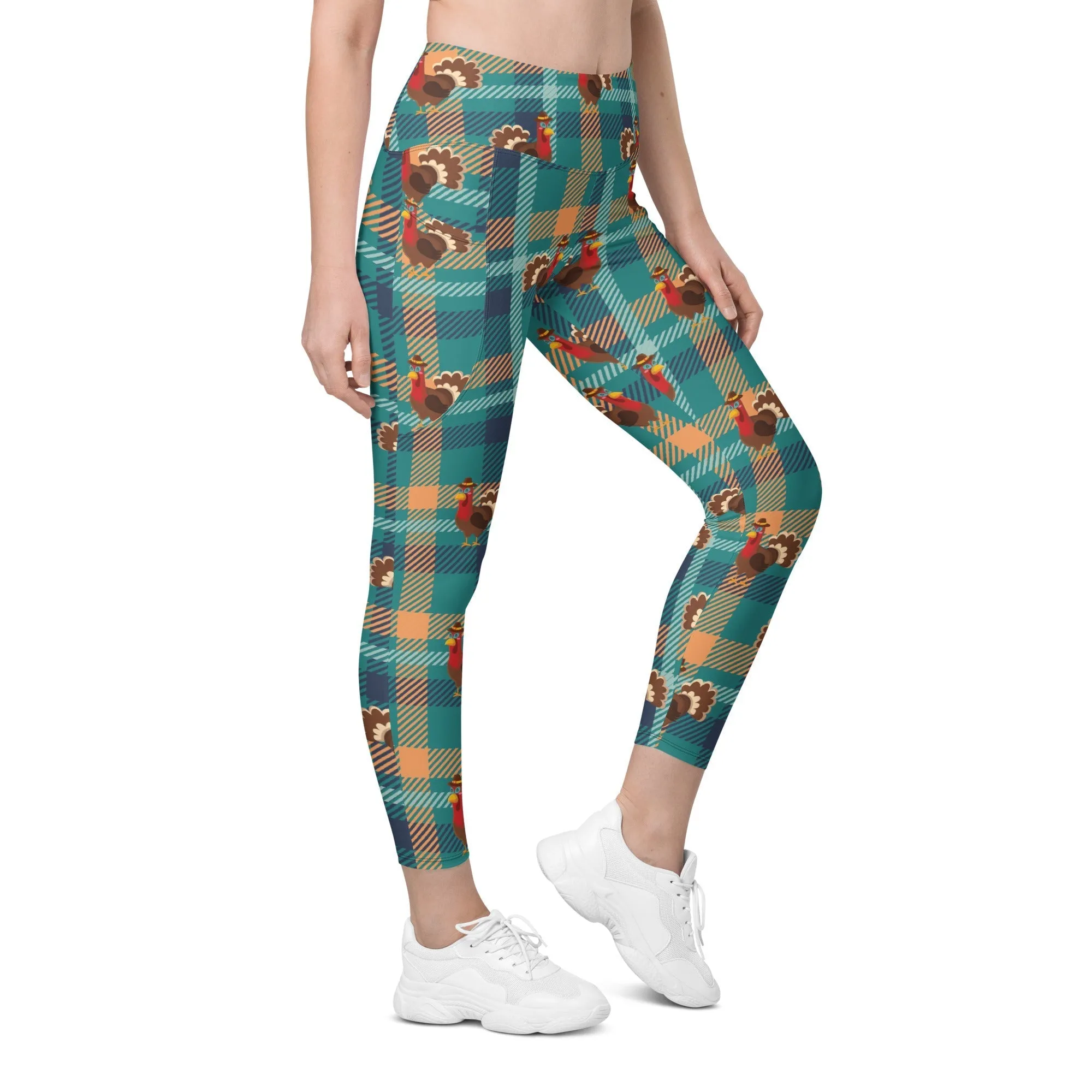 Thanksgiving Plaid Leggings With Pockets