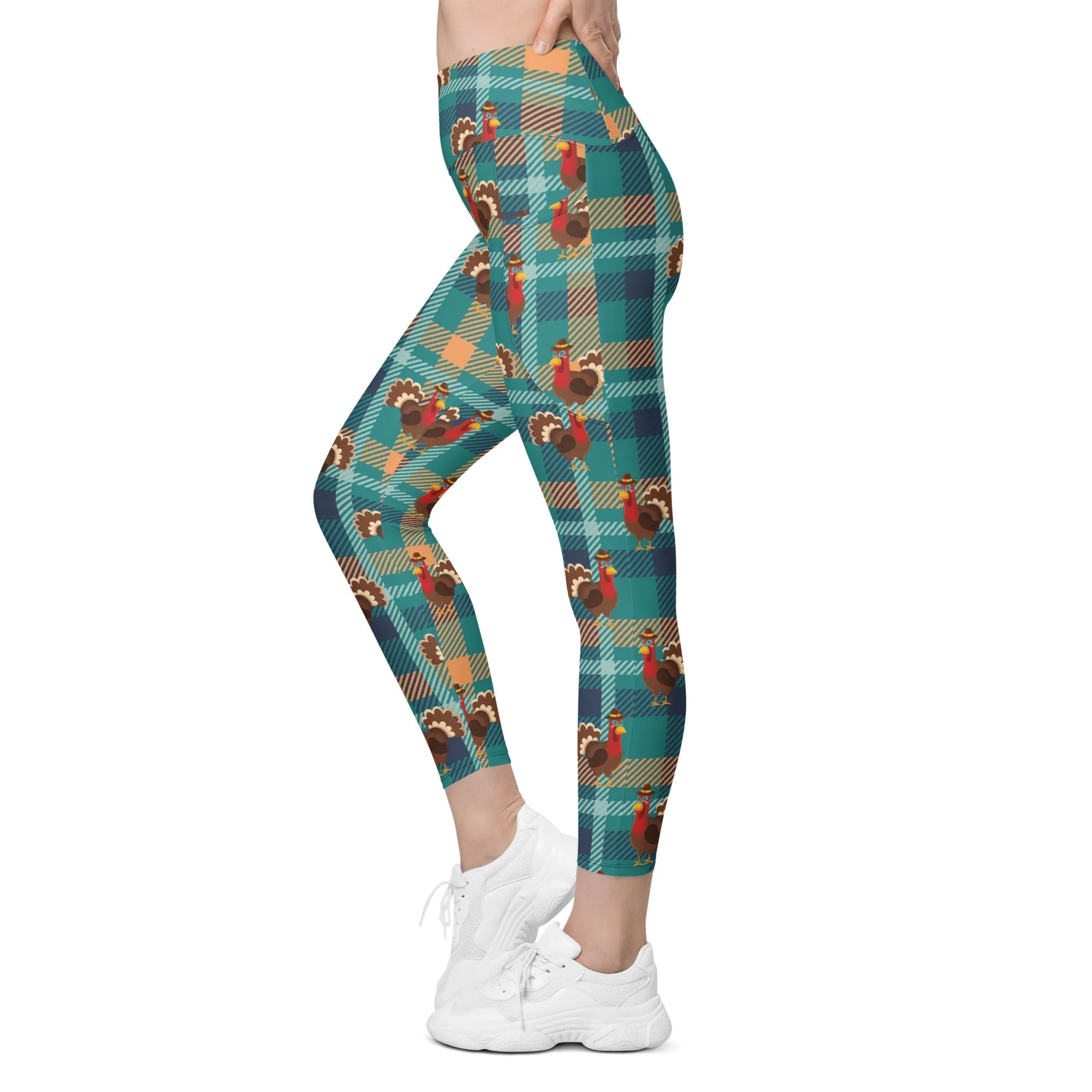 Thanksgiving Plaid Leggings With Pockets