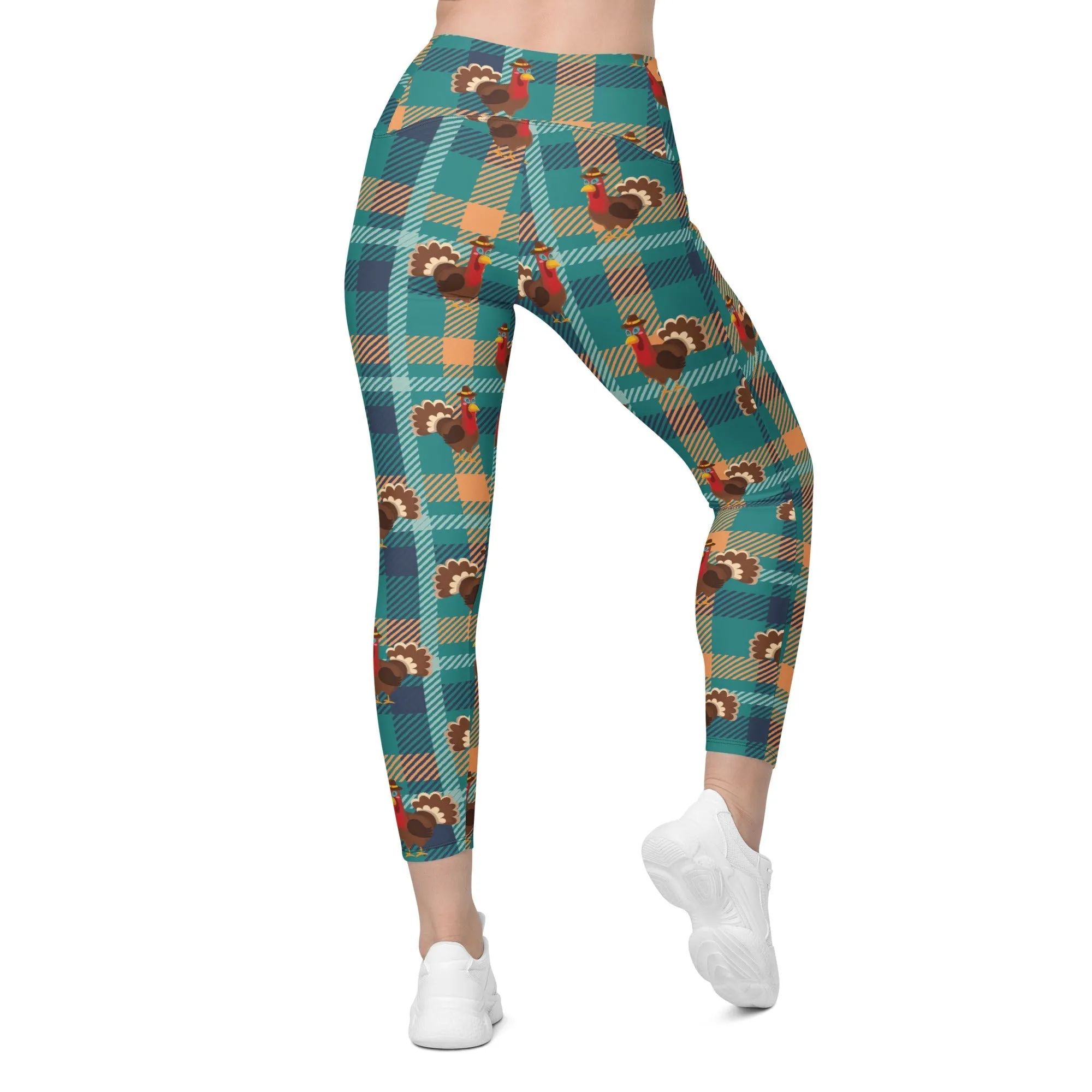 Thanksgiving Plaid Leggings With Pockets