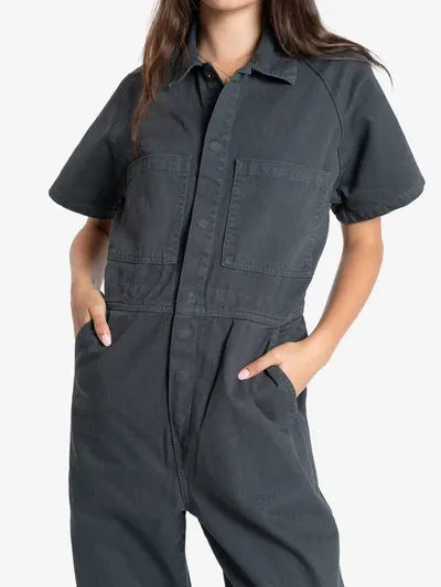 THRILLS - Carpenter Short Sleeve Coverall - DARK CHARCOAL