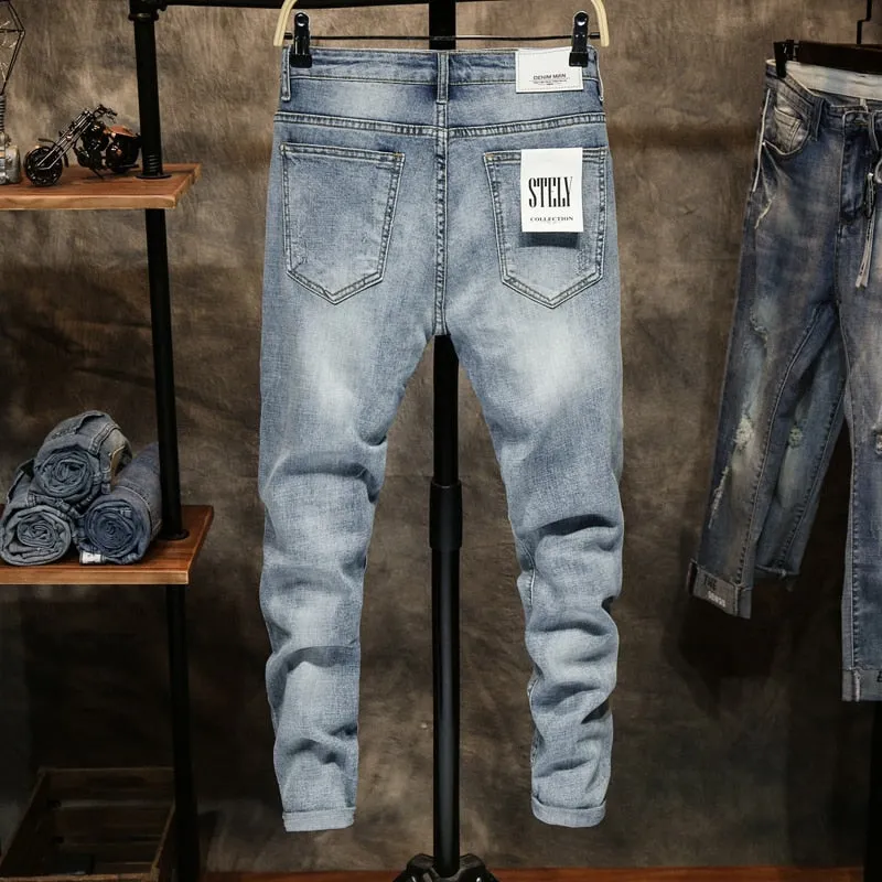 West Louis™ Men Skinny High Street Style Ripped Jeans