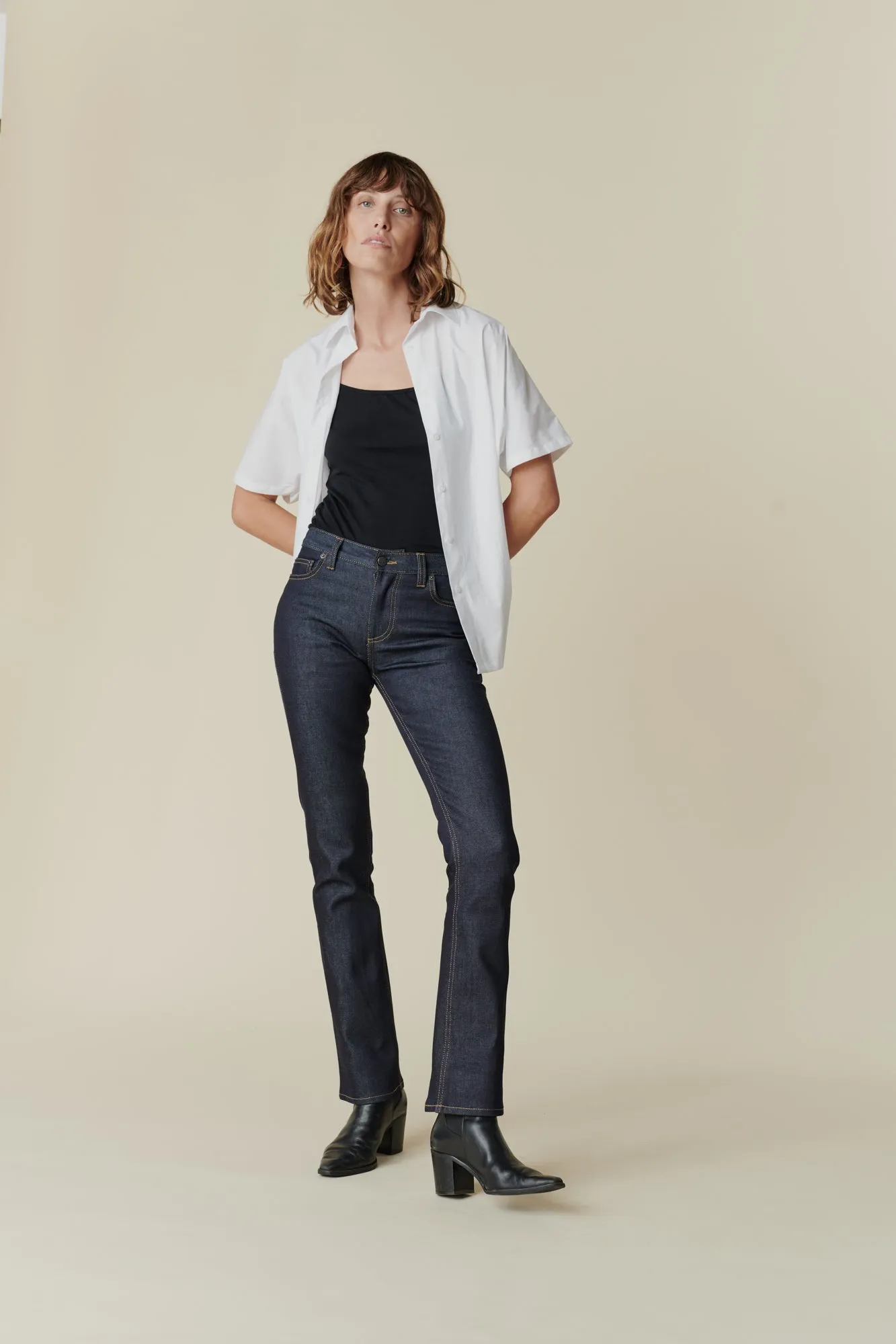 Women's Bootcut Leg Mid Rise Denim Jeans - Indigo