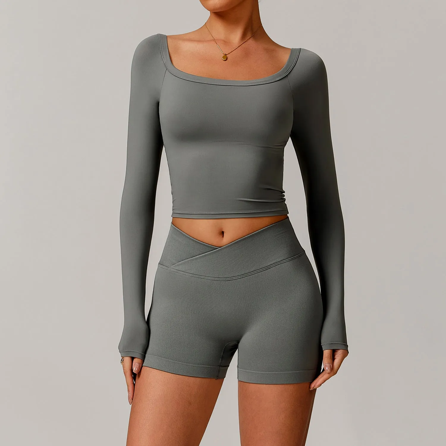 Womens Off-Shoulder Long Sleeve Yoga Dress  Stylish & Sporty Fit
