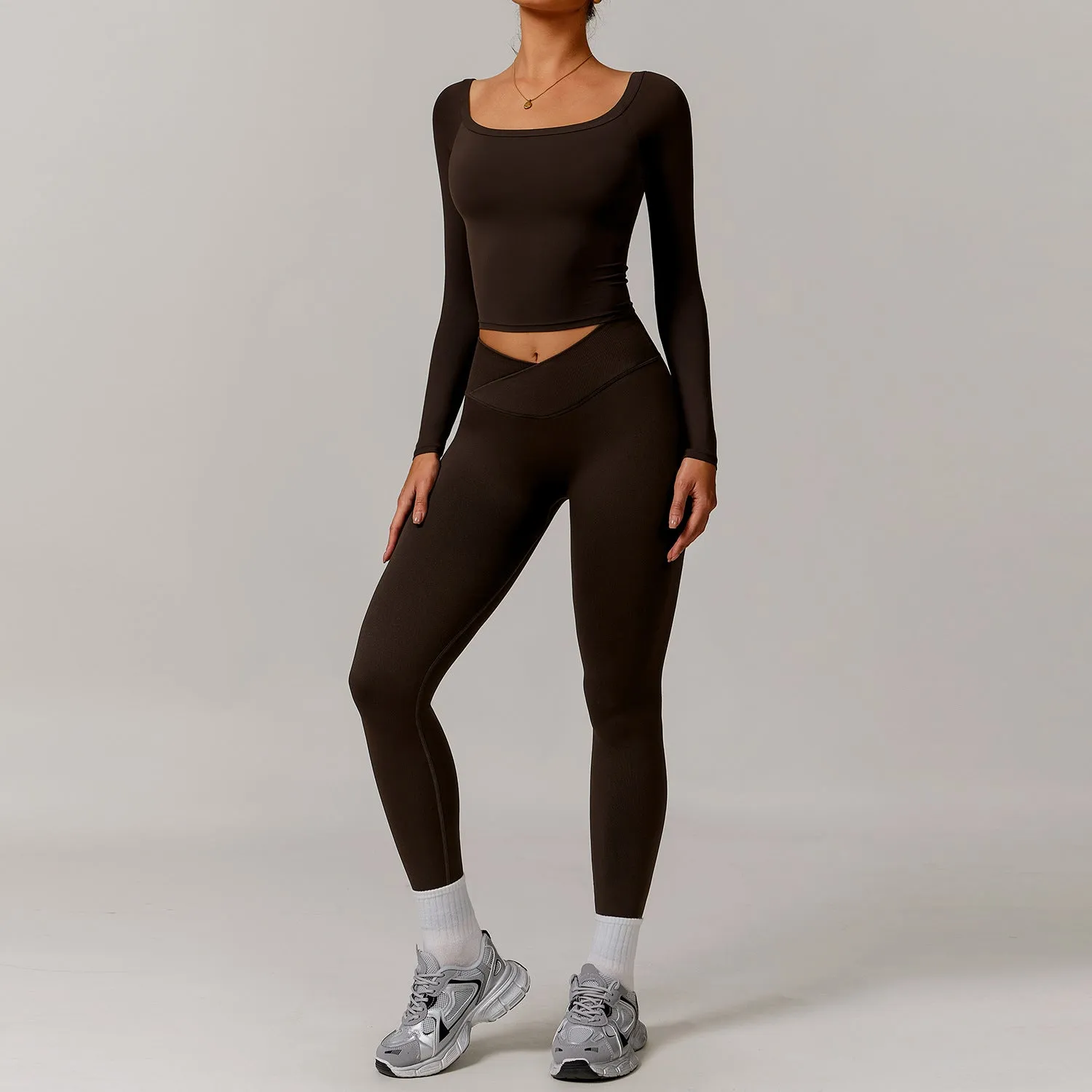 Womens Off-Shoulder Long Sleeve Yoga Dress  Stylish & Sporty Fit