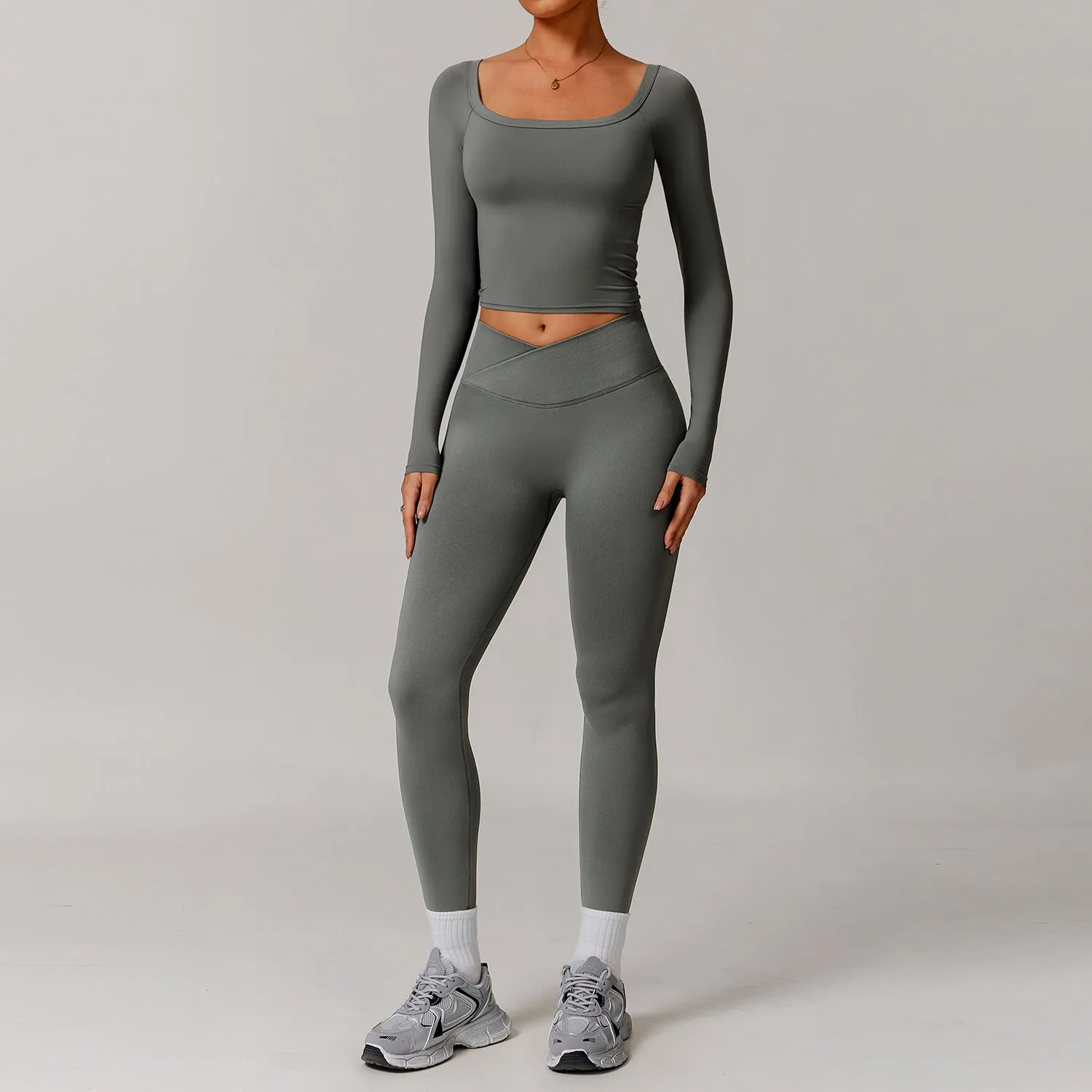 Womens Off-Shoulder Long Sleeve Yoga Dress  Stylish & Sporty Fit