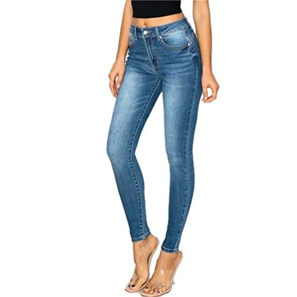 Women's Repreve High Rise Skinny 5-Pocket Push Up Light Denim Jeans_0